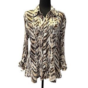 Vintage Y2K Top Fairy Grunge Club Rave Pleated Long Bell Sleeves
